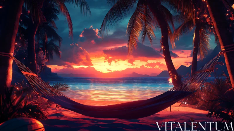 Tropical hammock bay captures saturated bioluminescent sunset glow