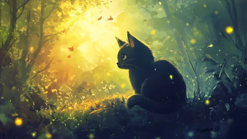 Luminescent Whiskers: Where Shadow Meets Golden Forest Light.