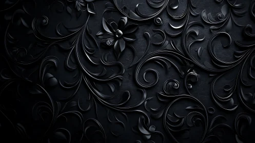 Dark floral swirls with softly gleaming sculpted petals.