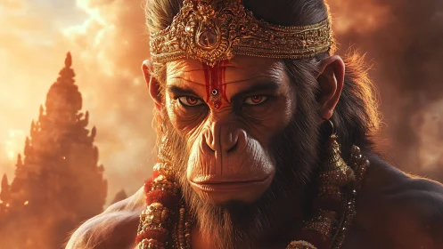 Digital render depicts anthropomorphic simian figure with crown
