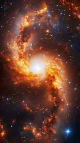 Spiral starburst nebula with luminous galactic core in profile