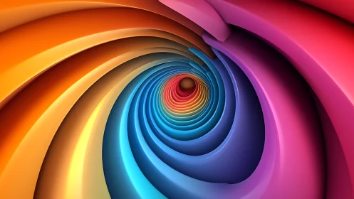 Chromatic vortex tunnel with concentric layered ribbons.