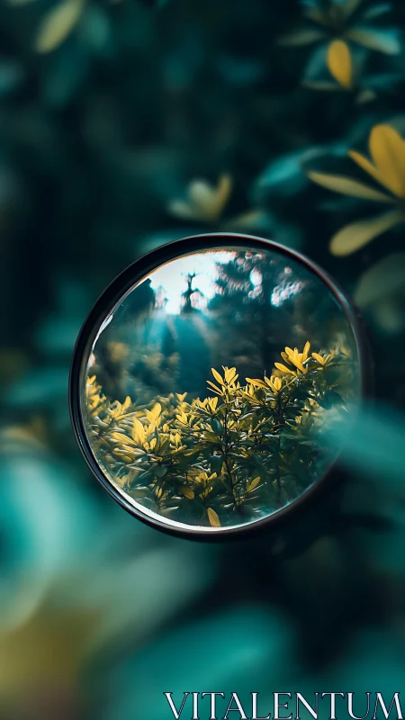 Gentle garden leaves coming into focus through a lens.