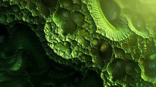 Green cellular fractal texture with organic bubble forms.