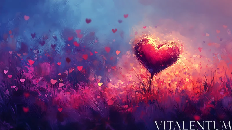 Luminescent heart form in gradient field composition