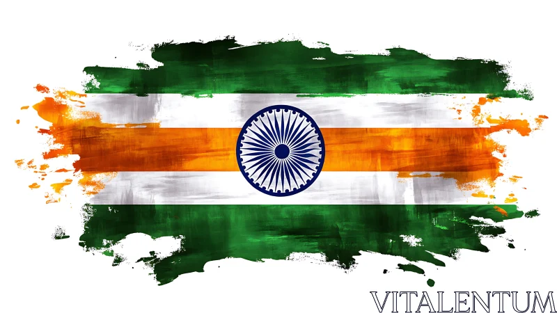 Indian tricolour flag rendered in horizontal paint strokes.