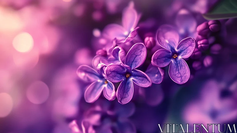 Purple Lilac Flowers in Soft Focus Bloom.