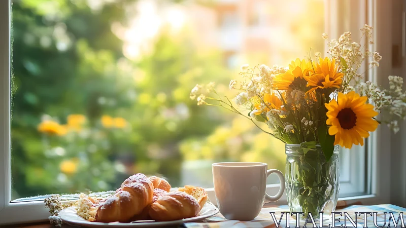 Sunny breakfast nook welcomes a calm, cozy morning pause