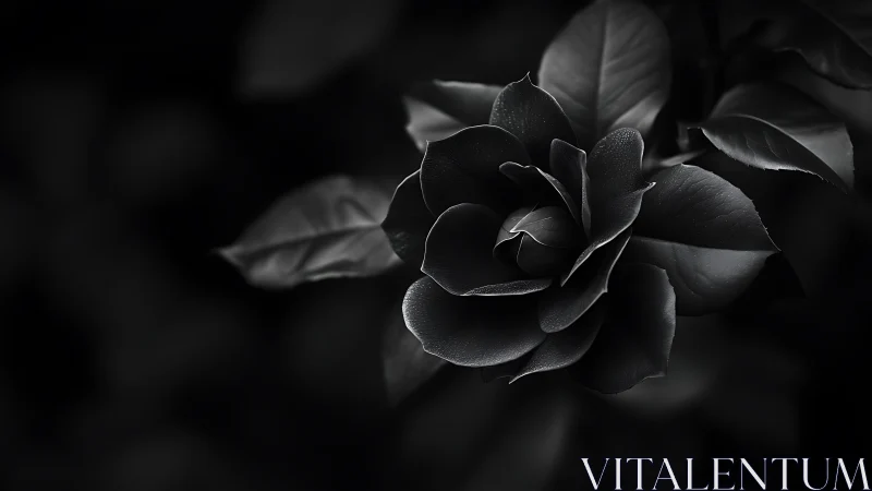 Black rose in dramatic monochrome light.