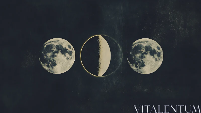 Moon phases alignment evokes cosmic balance and mystery.