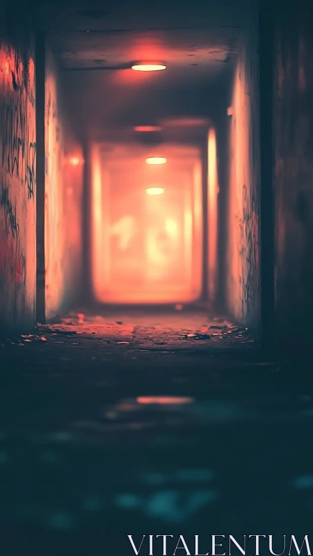 Dimly lit urban tunnel corridor with warm glow.