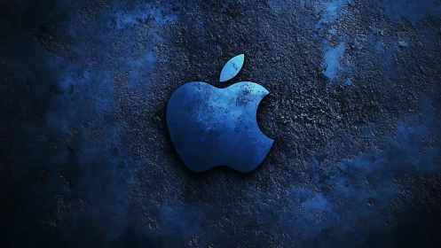 Luminous Apple Logo Glows Against Moody Stone Background
