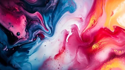 High-saturation fluid acrylic swirl with magenta cyan gradients