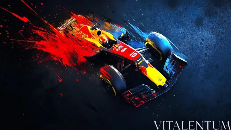 Turbo comet racer carving neon fire through midnight canvas.