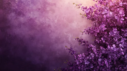 Purple Blooms Cascade Through Hazy Dreamscape