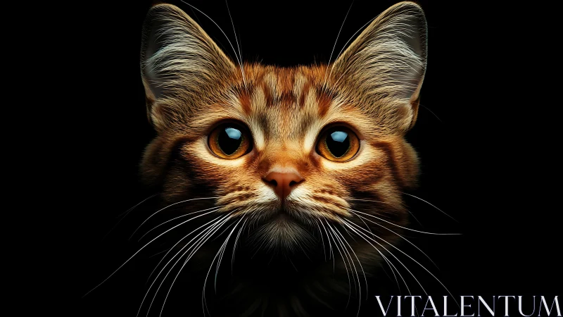 Close frontal render shows detailed tabby cat head on black