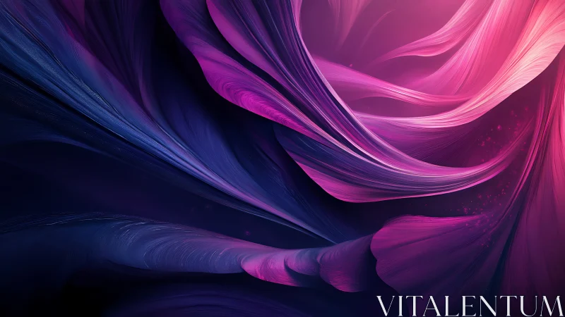 Vibrant magenta and indigo ribbons flow through dark void