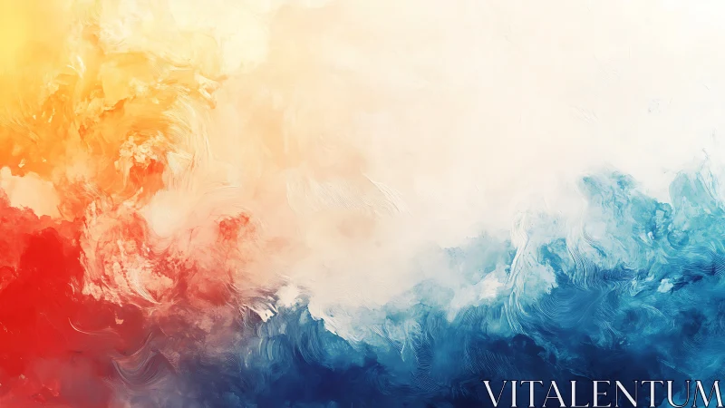 Abstract gradient field of red, yellow and blue pigments.