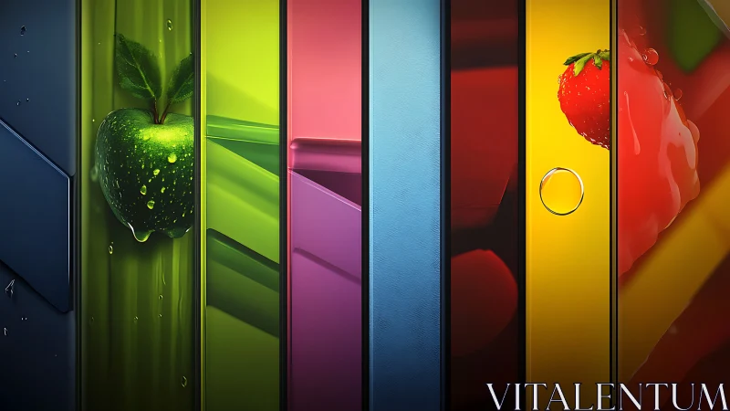 Juicy color stripes with glossy fruit and playful light.