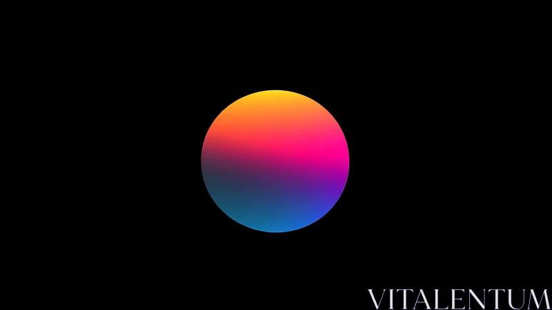 Centered gradient sphere on uniform black digital background.