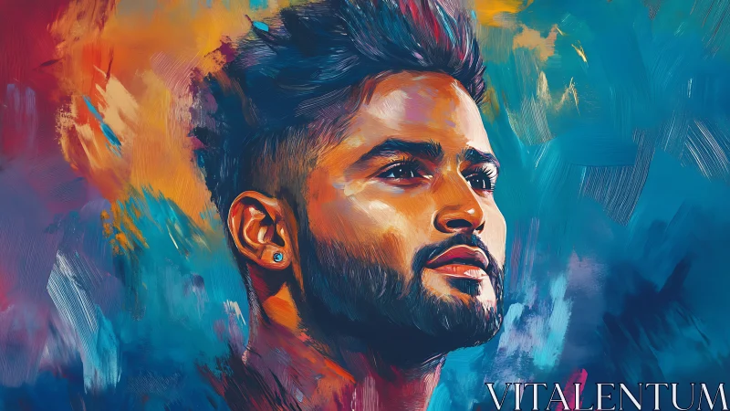 Color-swept portrait of a dreaming man in prismatic light.