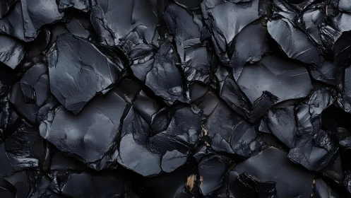 Shiny Black Obsidian Rock Texture in High-Resolution Abstract Style.