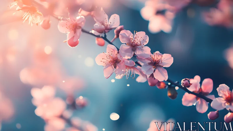 Soft-Focus Cherry Blossoms with Bokeh Background.