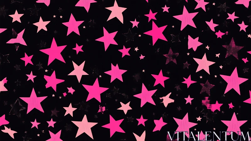 Pink starfield pattern glows against deep black background.