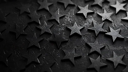 Matte black stars scatter across textured dark surface.