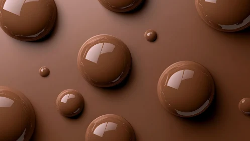 3D chocolate spheres with glossy reflections on monocolor plane.