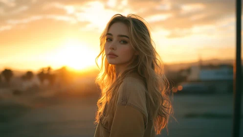 Backlit portrait with sunset rim lighting and shallow depth of field