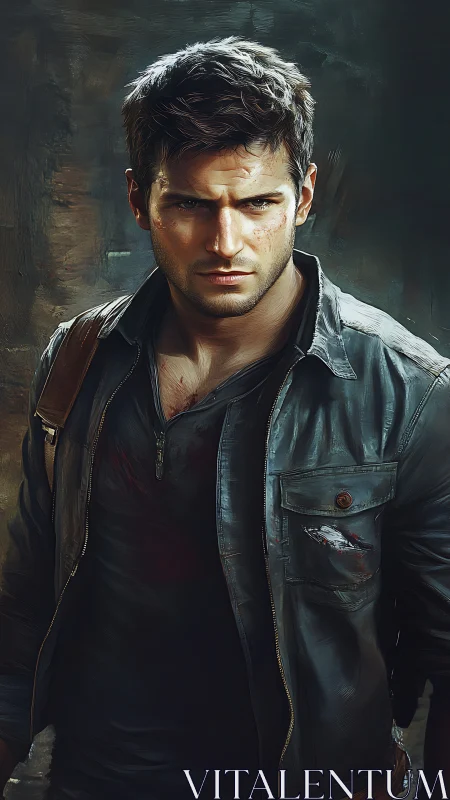 Rugged adventurer portrait in cinematic painted realism.