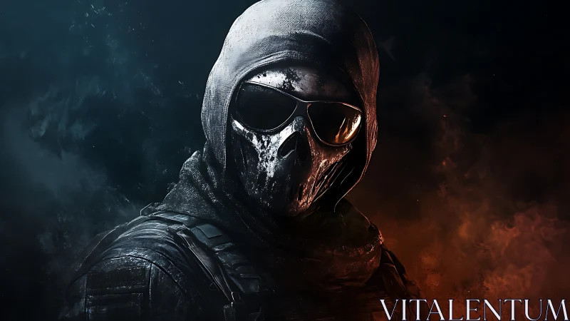 Ghost-masked operative stalks the border between ember and ice