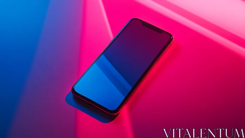 Modern Smartphone Against Neon Gradient Background
