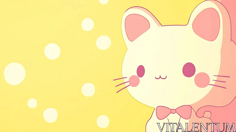 Sunny pastel kitten smiles softly in a gentle yellow glow