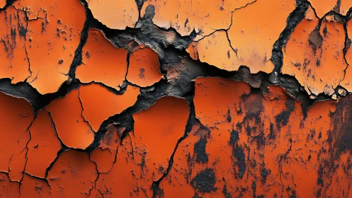 Weathered Orange Peeling Paint Texture with Cracks and Patina.