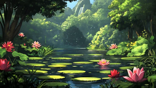 Lily pad daydreams on a quiet forest waterway glow.
