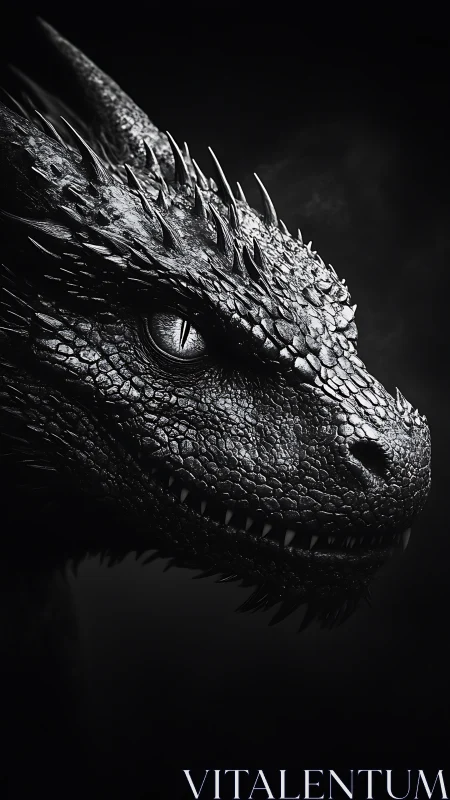 Midnight dragon gaze carved in steel-black shadowed scales.