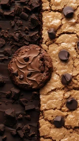Cookie crossroads of fudge and blondie delight divide.