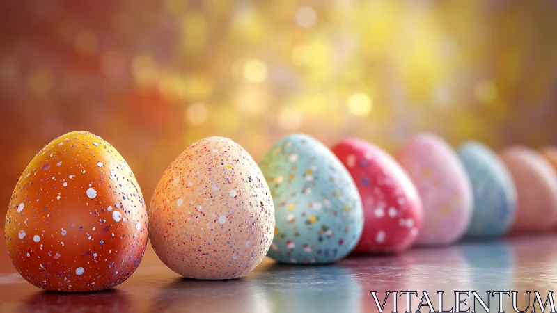 Speckled candy eggs lined in dreamy pastel parade.