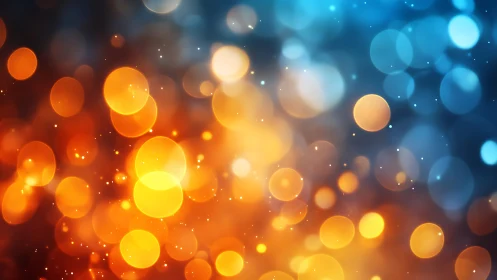 Vibrant orange and blue bokeh lights abstract background art.