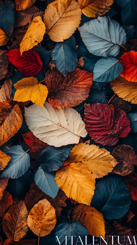 Autumn leaf confetti swirling in moody twilight tones.