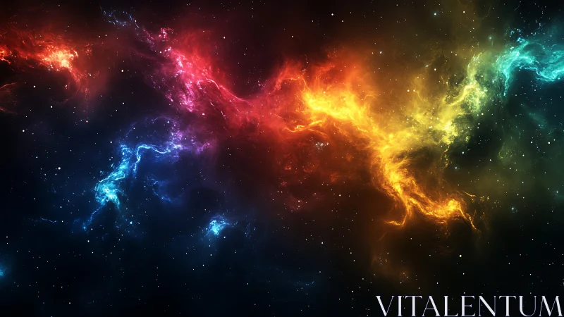 Colorful cosmic nebula drifting gently through deep space.