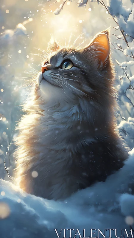Majestic Cat Basking in Winter Sunlight
