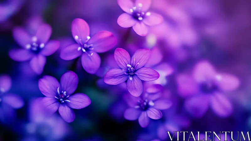 Luminous Purple Flowers in Soft Focus Dream.