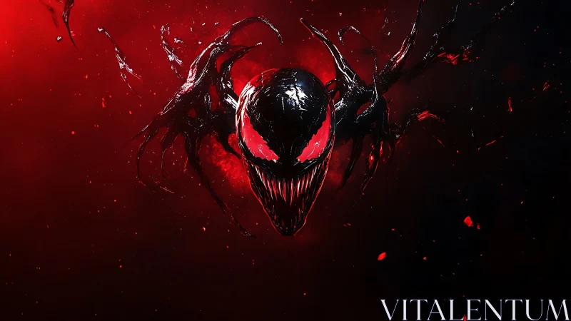 Symbiotic creature lunges forward from dark crimson void