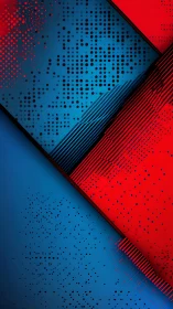 Red blue geometric abstraction with halftone gradients.