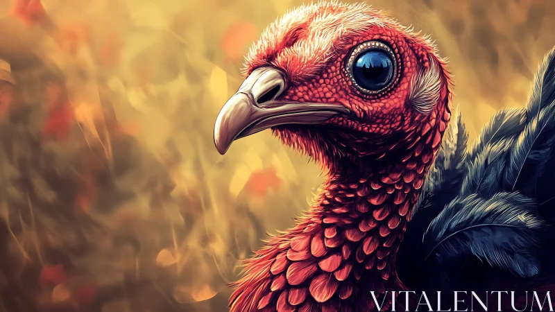Detailed digital painting of a turkey with vivid colors and soft background.