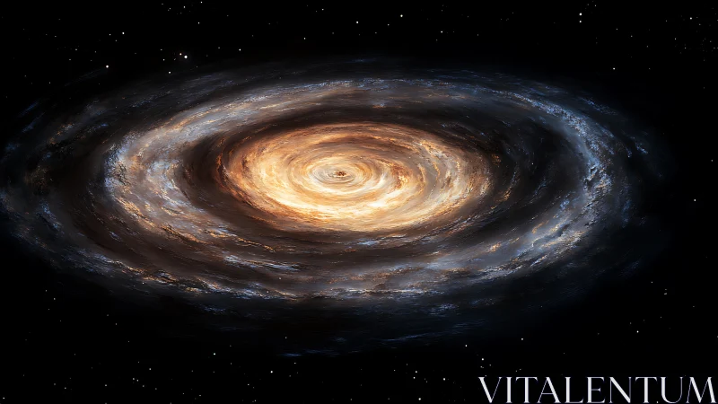 Spiral galaxy core glows through dense star-filled rings.