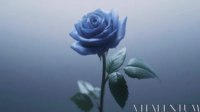 Monochrome macro study of a blue rose under diffuse lighting.